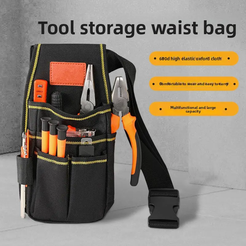 Three-Layer Electrician Tool Bag Adjustable Thickened Wear-Resistant Tool Waist Bag Industrial Grade Hardware Tool Bag