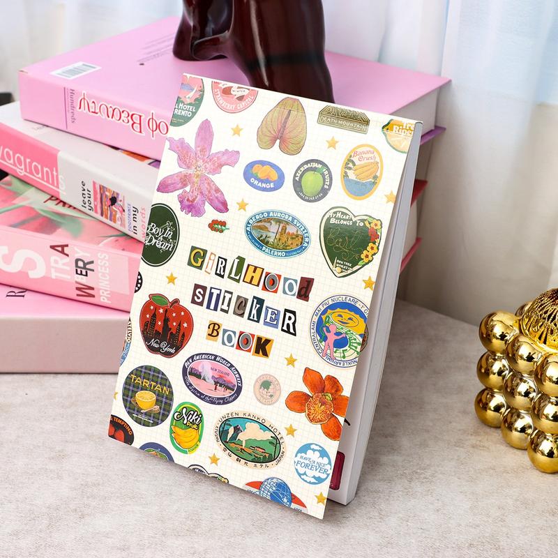 Cute Vintage-Style Girlhood Sticker Book, Sticker Notepad for Stamp Collectors, Gift for Friends and Family