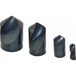 M.A. Ford 4-Piece High Speed Steel Single End Countersink Set, 1/4 to 1" Head Diam, 100° Included Angle, 1 Flute (Model 64100004), 100° Angle