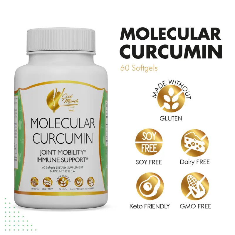 Coco March N.M.D Molecular Curcumin Dietary Supplement, Joint Mobility and  Immune Boosting Wellness Supplement for Adults - 60 Softgels per Container 