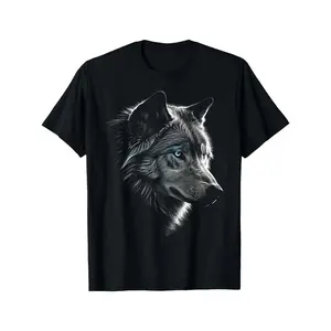 Blue Eyes Wolf Head T-Shirt |   Cool 3D Scratch Art Wolf Graphic Tee |   Vintage Wildlife Animal Print Shirt |   Wolf Lover Gift for Men |   Unisex Streetwear Casual Top