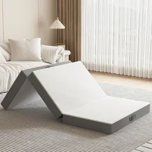 Tri-Fold Mattress, 4 inch Twin Folding with Washable Covers, Reversible, Foldable Topper for Travel&Guests, 75"*38"*4"