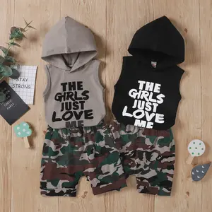 Kids Toddler Baby Boy’s Summer Clothes Outfits Vest Hooded Sleeveless Tops and Camouflage Short Pants 2Piece Set 6 9 12 18 24Months 2t 3t 4t