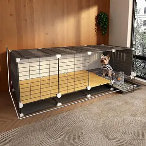 Large Dog Cage with Tray, Home Use Rabbit Cage, Indoor Dutch Pig Cage, All-In-One Cat Cage, Pet House, Comfortable & Durable Design, Litter Tray