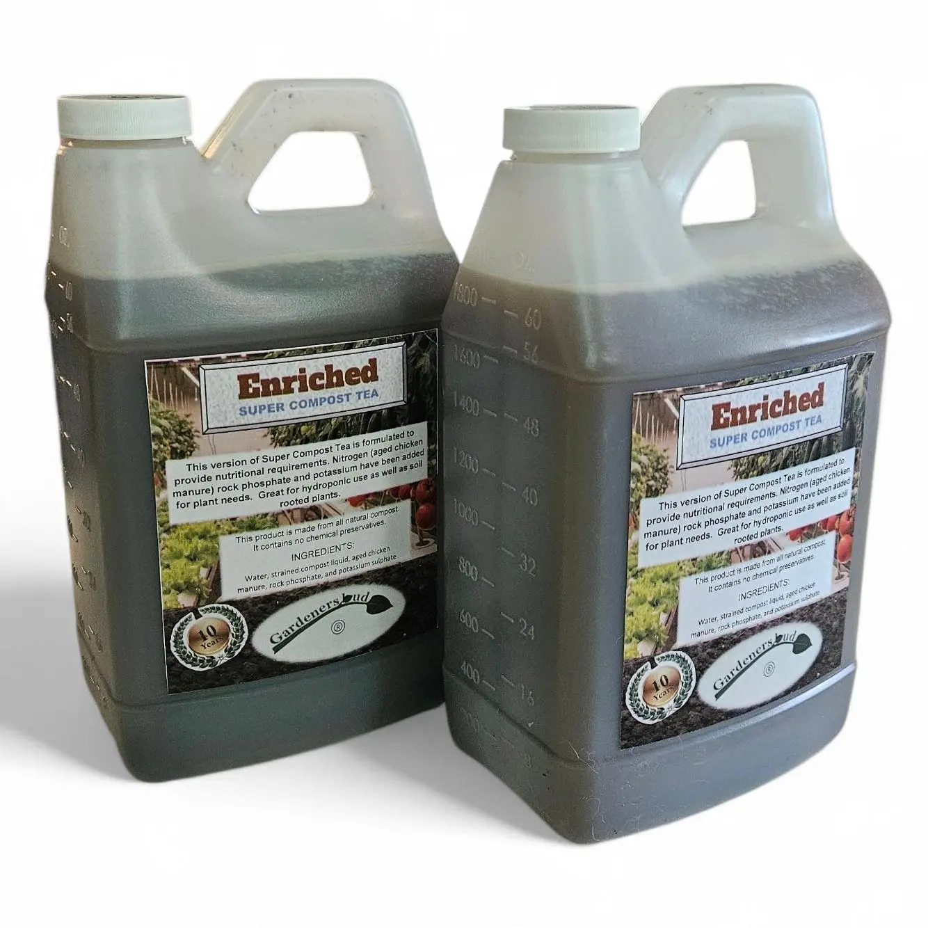 1 gallon (128 fl.oz, in two half gallon bottles)