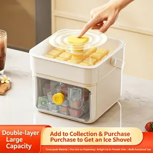 Press-to-Make Ice Trays| Food-Grade Ice Molds| Ice-Making Wonder| Large Capacity| For Freezer Storage| Household Use| Press-to-Make Ice Trays