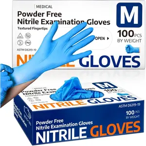 Medical Nitrile Exam Gloves, Latex-Free, Powder-Free, Food Safe, Cooking Food Prep, Disposable Gloves, Blue, 100 Pcs
