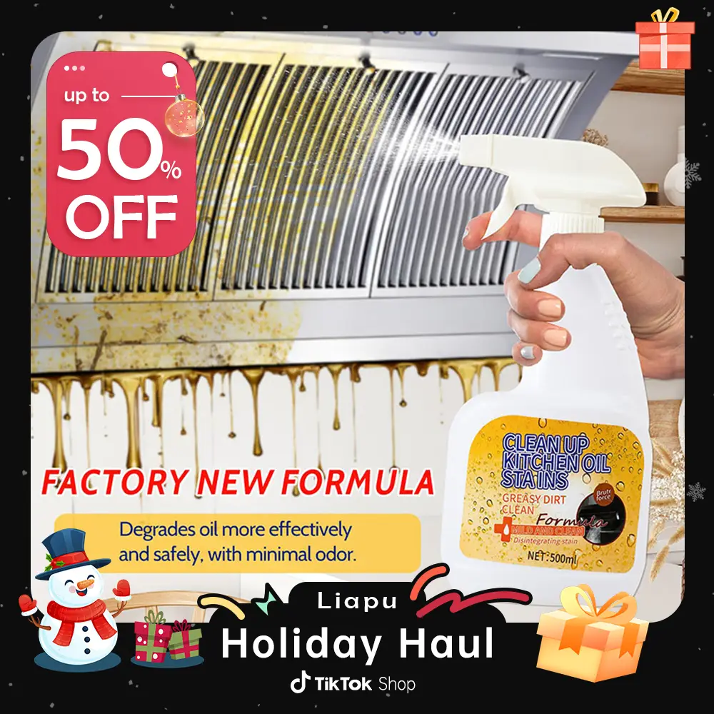 liapu Multipurpose Grease Remover, 16.9oz Kitchen Degreaser Spray for Stove Tops Range Hoods, Safe for Daily Use