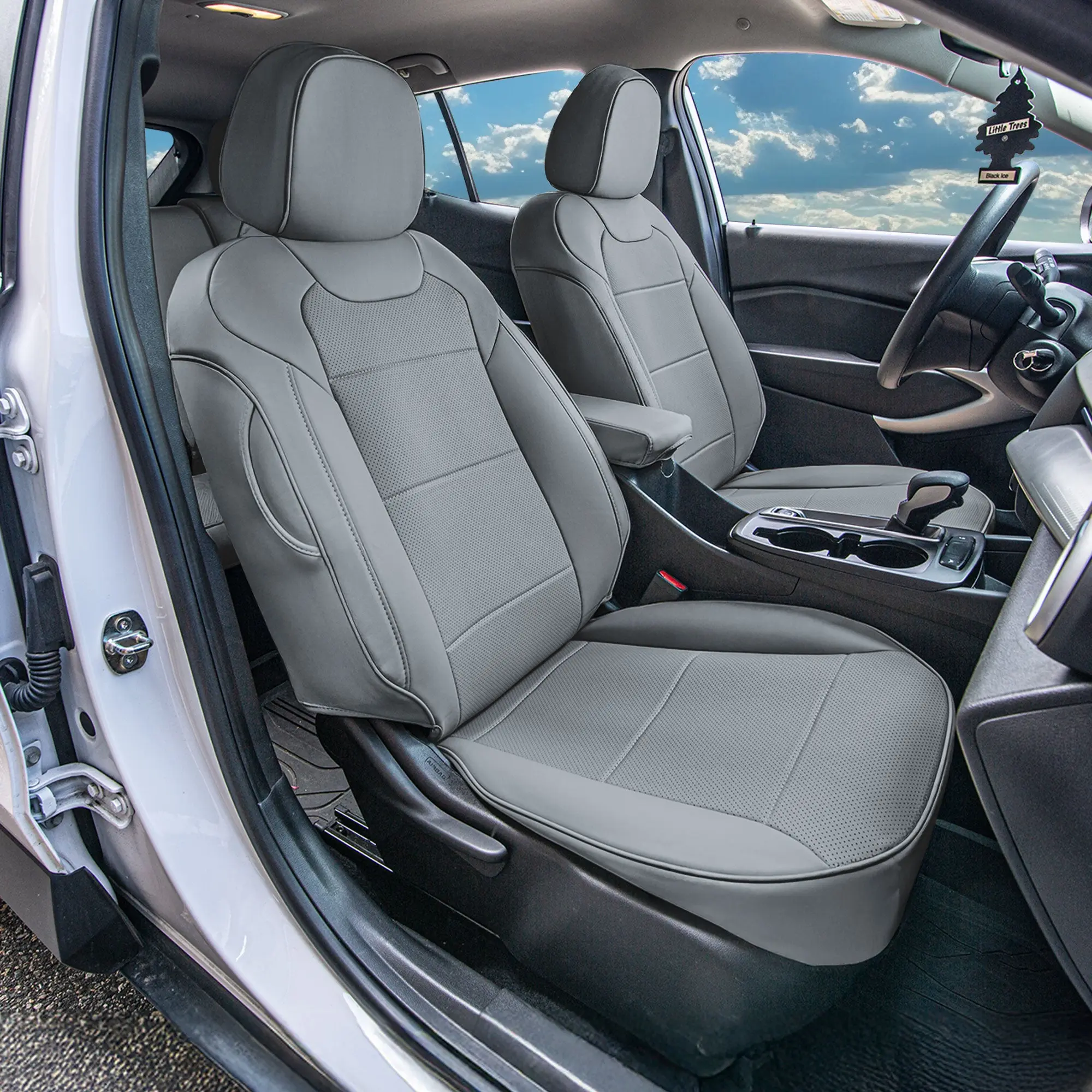 Chevrolet Trax 2024-2026 Customized Fit Full Set Seat Covers - Solid Gray Faux Leather, Front & Rear & Anti-Scratch & Spillproof Washable, Easy-to-Clean, Fade-Resistant, Anti-Scratch & Seat Covers