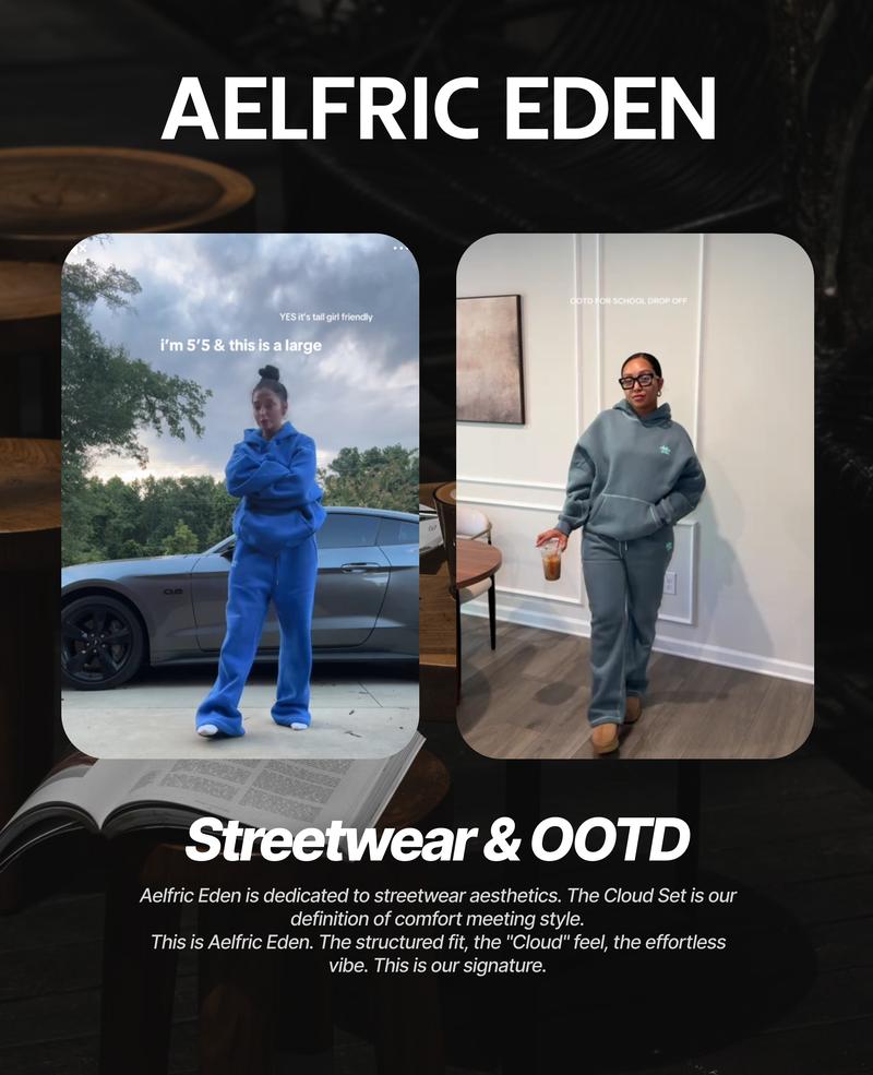 AELFRIC EDEN Cloud Classic Unisex 2 Piece Set Oversized Hoodie & Baggy Sweatpants Y2K Lounge Sweatsuit AELFRIC EDEN Cloud Classic Unisex 2 Piece Set Oversized Hoodie & Baggy Sweatpants Y2K Lounge Sweatsuit