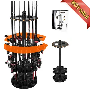KastKing V16 Fishing Rod Rack With Rotating Base AND KastKing White Patented V15 Vertical Fishing Rod Holde- Fishing Pole Rack Holds Up to 15 Fishing Rods or Combos, Lightweight and Durable ABS Construction, Space-Saving Fishing Rod Holders for Garage
