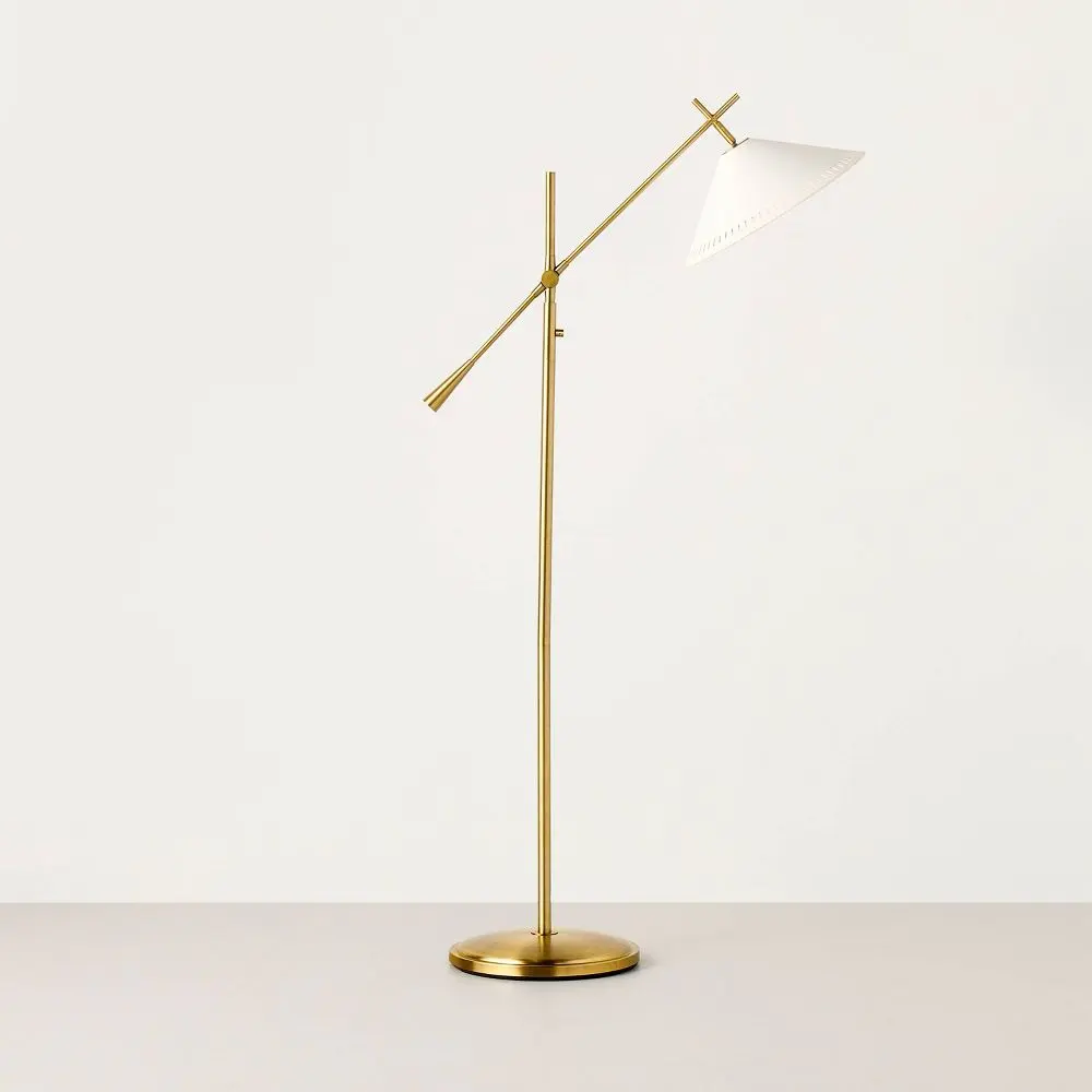 Sour Cream/Brass Hinge Floor Lamp - Hearth & Hand with Magnolia
