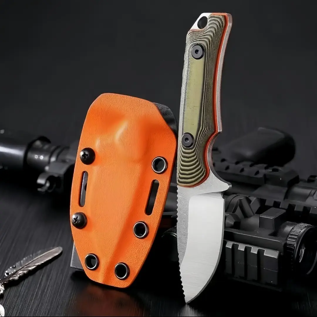 Compact Fixed Blade Knife, 2.44" 8Cr13MoV Steel Blade, Full Tang Construction with Textured Non-Slip G10 Handle for EDC, Hunting & Bushcrafting, Includes Kydex Sheath with Click-Retention System