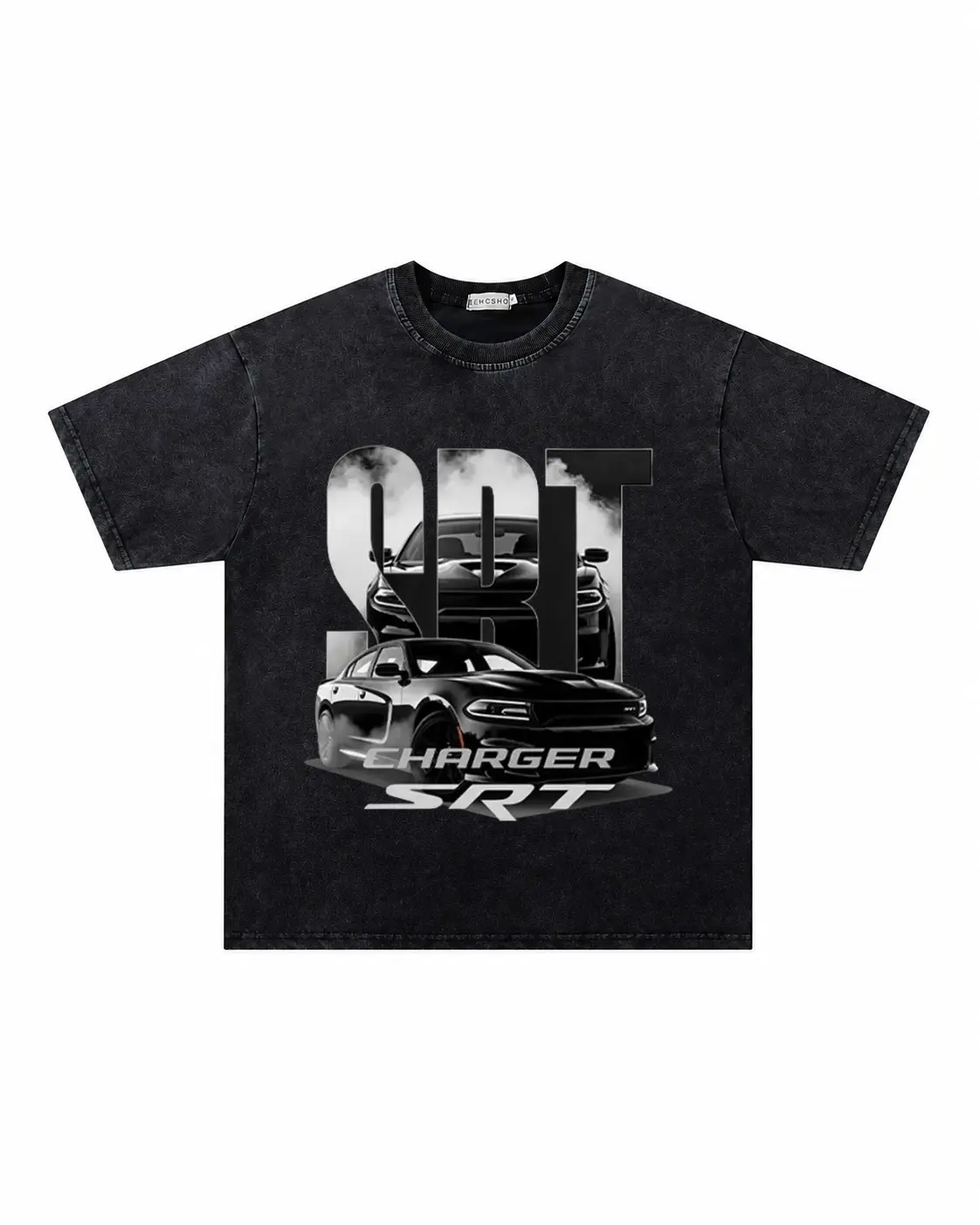 Dodge Washed Graphic T-Shirt - Casual Style with Detailed Graphic Charger SRT Hellcat Mopar Muscle Car Tee Multi-Size (2XL-5XL), Graphic Print Tops