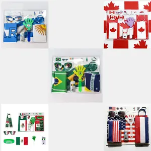 Fan gift box，2026Football match，6-in-1 Football season,  Fan Cheer Set - Soccer, Fans, Stadium Cheer Props, Party Set, including Scarf, Sunglasses, Wristband, Flag, Face Paint, and Clapper - Sports Event Props, Suitable for Stadiums, Festival Parties