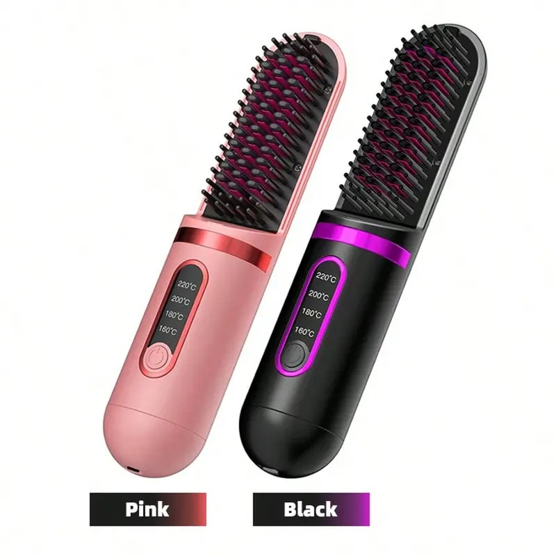 Cordless Hair Straightener Brush Portable Negative Ions  display picture 3