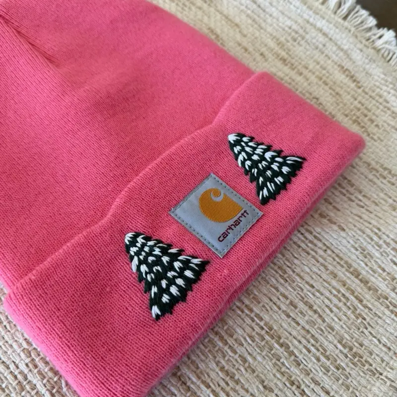 Carhartt (youth) Pine Tree Beanie in Light Pink with Embroidered Tree Design