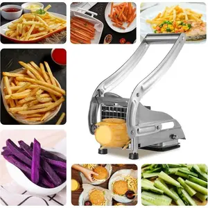 Premium Stainless Steel Potato SlicerFrench Fry Cutter & Premium Stainless Steel Potato Slicer - No-Slip Suction Base Vegetable Cutter with Blades, Suitable for Potatoes, Chips, Carrots, Cucumbers, Apples & Onions