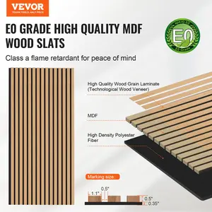 VEVOR Wood Slat Acoustic Panels, 23.6 x 47.2 inch, MDF Accent Wooden Wall Panels for Modern Interior Wall Decor, Faux Wood Wall Board Panels for Noise Reduction, Light Oak