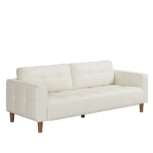 83" 3-Seater Faux Leather Sofa Waterproof Wide Arm Sturdy Support Feet for Office Living Room Bedroom