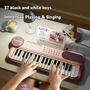 37-Key Kids Electronic Keyboard Multifunctional Stylish Early Education Piano Toy with Immersive Playing Singing Perfect for Absolute Beginners Ideal Birthday Holiday Gift