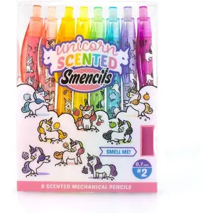Patented gourmet scented mechanical pencils, set of 8, medium point (0.7 mm), unicorn design—smelly, cute, fun school supplies for kids