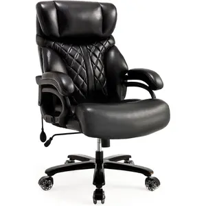 ARCH 600LBS Big and Tall Office Chairs for Heavy People, Heavy Duty Executive Office Chair with Extra Wide Seat and Adjustable Lumbar Support, High Back, Comfortable Large Computer Desk Chair (Black)