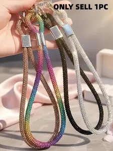 Luxury Rhinestone Chain Phone Strap, Phone Chains, Crystal Bead Keychain, Short Wrist Lanyard, Car Key Holder, Bag Pendant, All Seasons