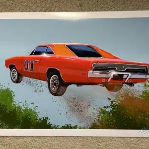 The Dukes of Hazard General Lee car poster