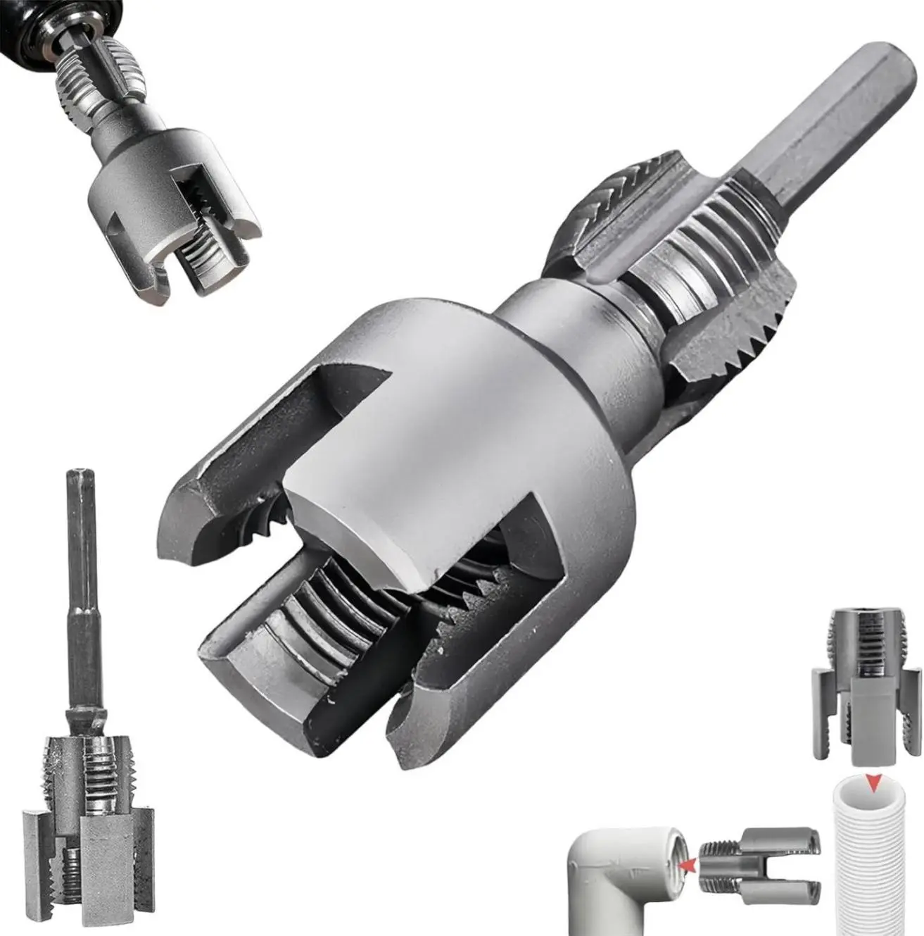PVC Pipe Thread Cutting Tool 1/2'' 3/4'' Integrated Internal & External Pipe Threading Tool Upgrade Pipe Thread Cutting Tool for Plumbing DIY Repairs