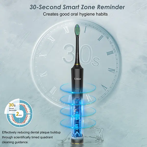 Electric toothbrush, 5 cleaning modes, 30-day battery life, IPX7 waterproof
