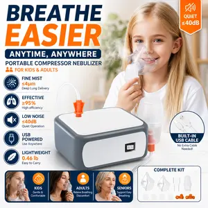 Portable Nebulizer Machine for Kids & Adults, Ultra-Fine Mist ≤4μm, Low Noise Air Compressor, USB Powered, Lightweight & Easy to Use