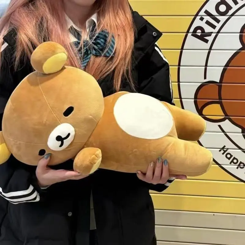 100% New Soft Rilakkuma Plush Pillow - 35/55cm Cute Bear Stuffed Cushion, Kawaii House Decoration, Car Backrest Gift for Kids, No Battery Needed, Allow 0.5-2 cm Differences, Soft Plush
