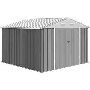 【GARVEE】10 x 8 FT Metal Storage Shed, Outdoor Steel Shed Storage House with Updated Frame Structure & Lockable Door, Waterproof Garden Steel for Backyard, Garden, Lawn, Patio