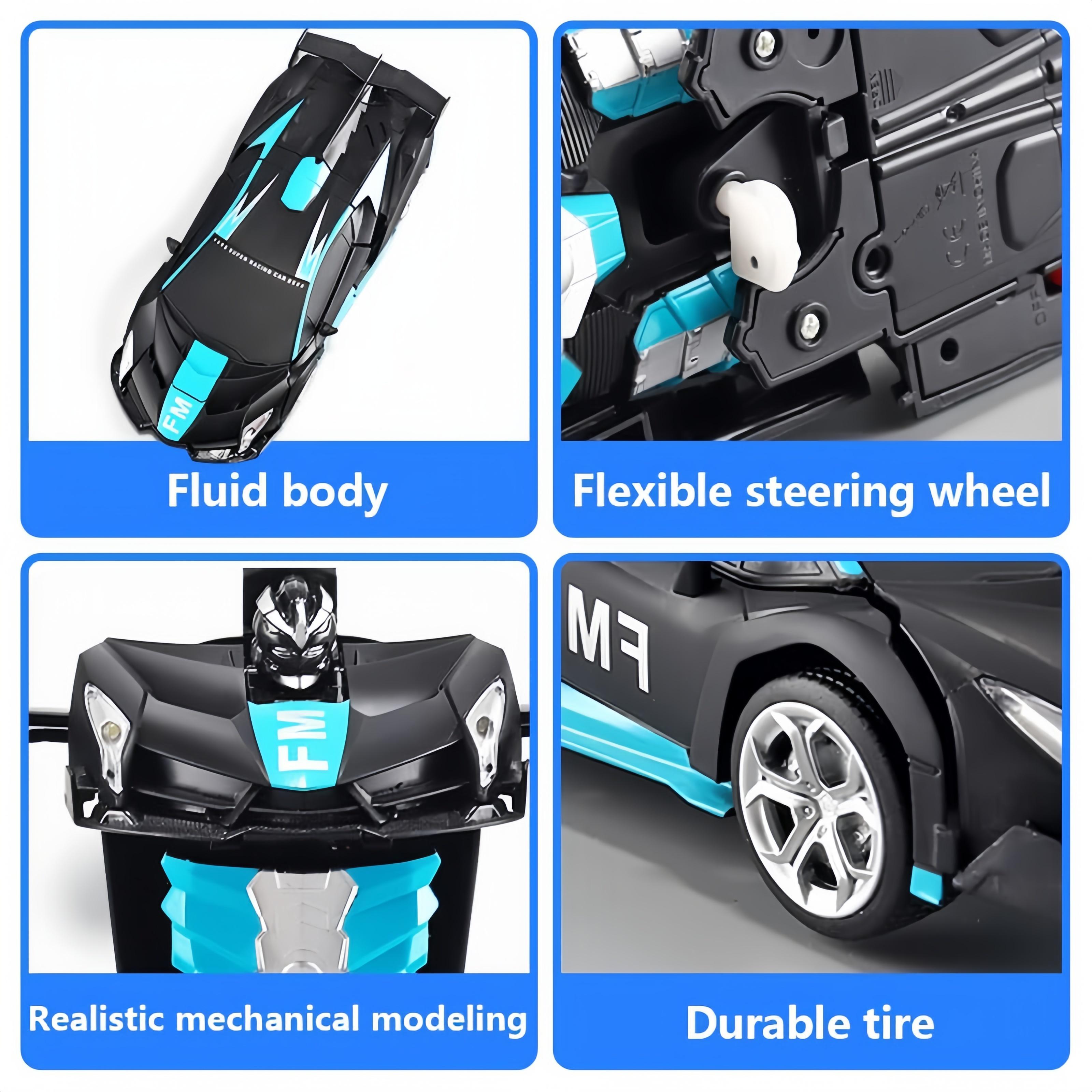 One-Button Transforming Robot Car Toy with LED Light & Sound Stunts – 360° Omnidirectional Stunt Vehicle for Boys Girls Age 3+ – Remote Control Deformation Truck, Educational STEM Christmas Birthday Gift for Kids