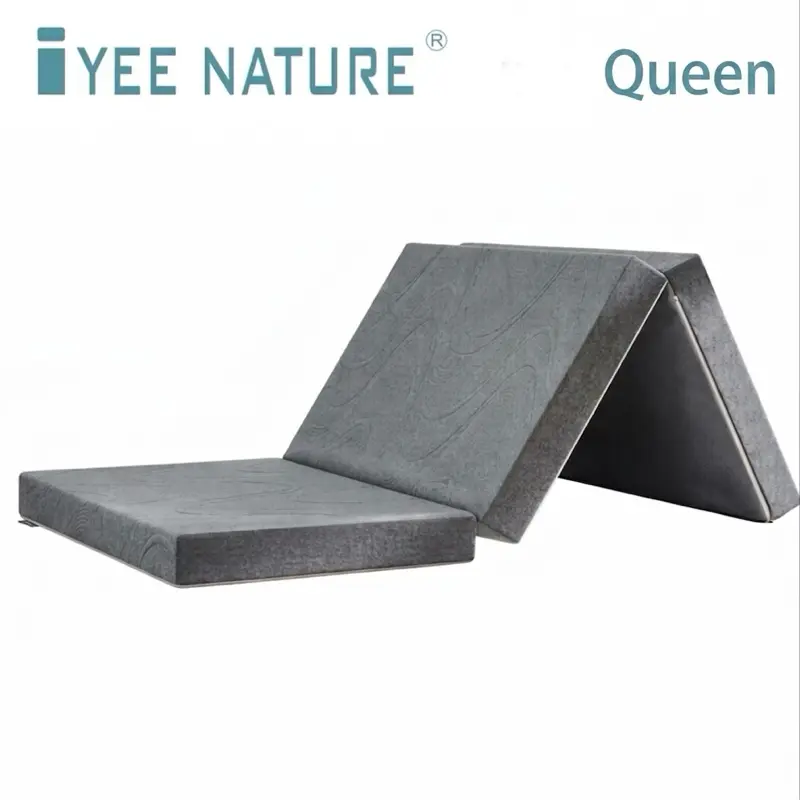 IYEE NATURE Tri-Folding Memory Form Mattress, 3 inch Queen Size Folding Mattress Topper with Washable Cover, Non-Slip Bottom Camping Mattress Guest Bed - 78"x58"x3"