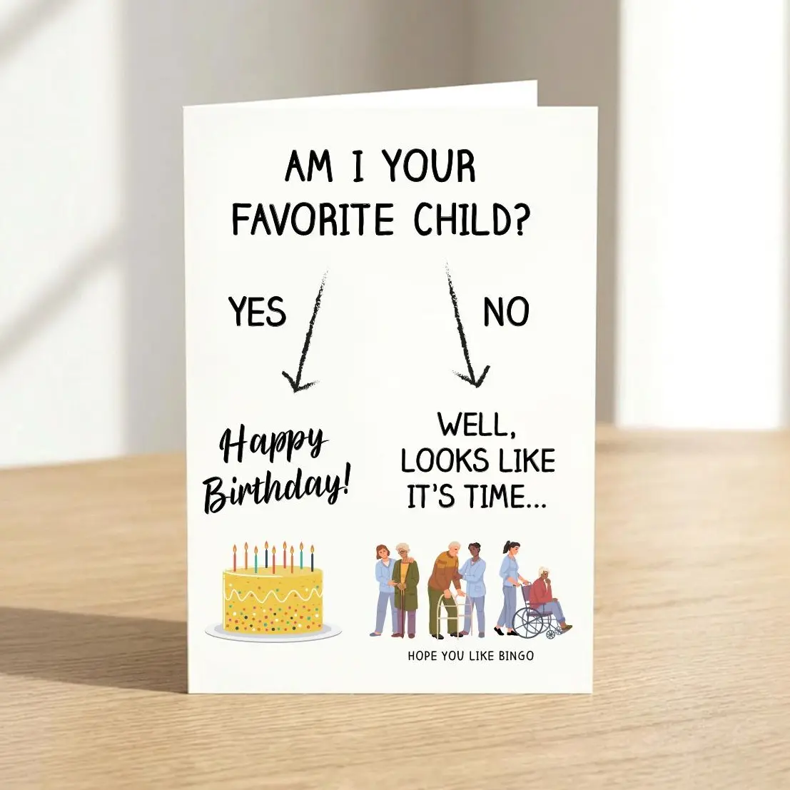 Funny Birthday Card Mom Dad Step Parent - Am I Your Favorite Child Gag Gift Card, Blank Inside, Ready to Gift Humorous Birthday Card for Parents, Funny Greeting Card, With Envelope Funny Card for Parents, Birthday Day Greeting Card, joke, Daughters