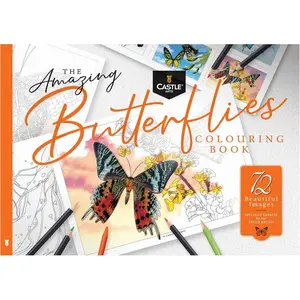 Castle Arts Butterflies Colouring Book | 72 Amazing Beauties Curated by in-House Artists with Colour Reference Guide | No Show-Through Artist Grade Paper | Collectable Landscape A4 Size (Butterflies)
