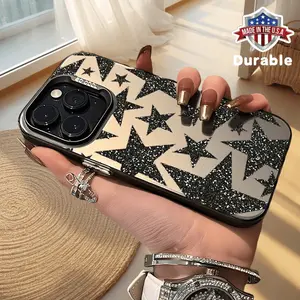 New special glittery five-pointed star pattern laser frosted phone case  for iPhone 16/15/14Pro/13/12/11/Plus/Pro/Max/Mini for men and women - perfect gift for girlfriend, boyfriend, friends or yourself Protector Cover