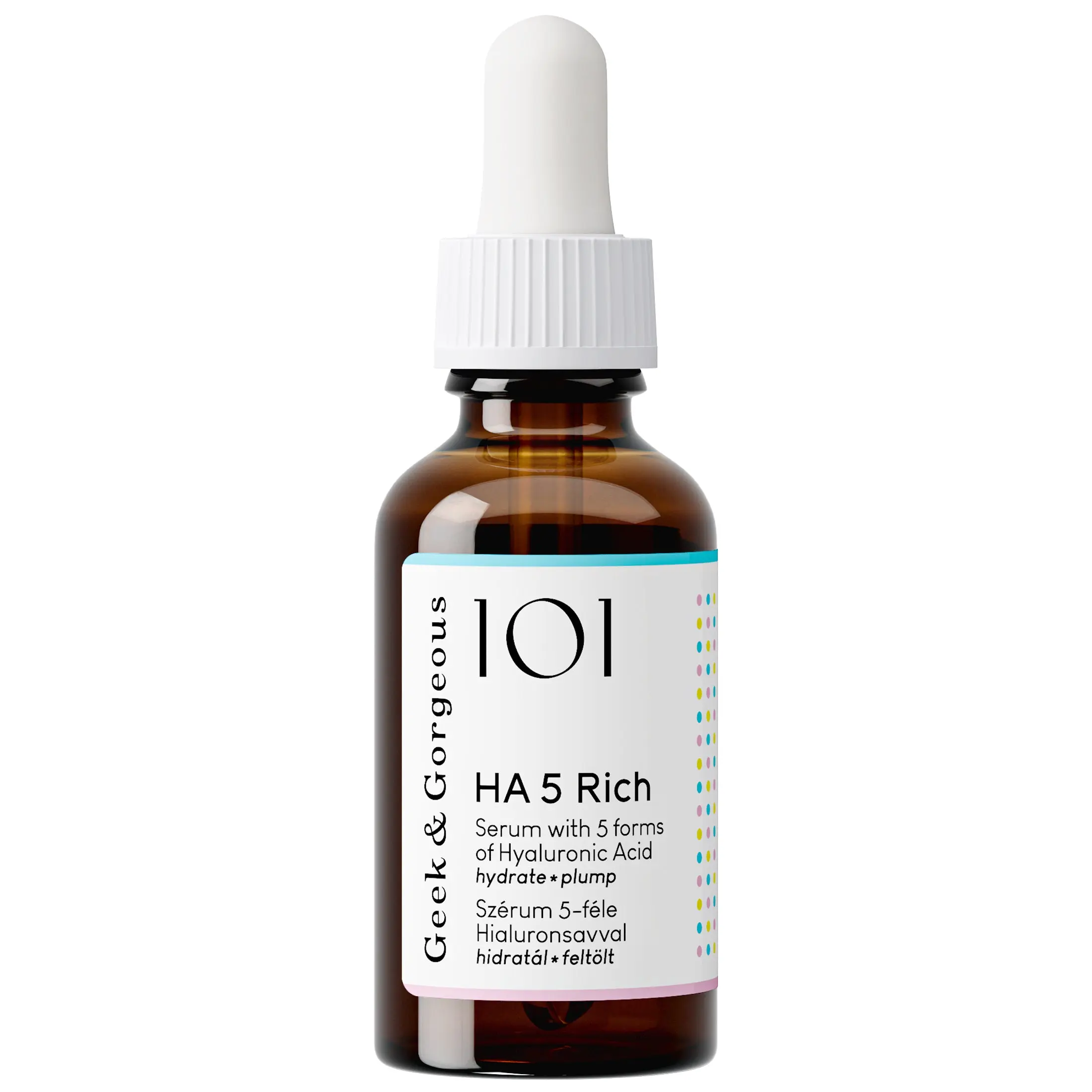 Geek & Gorgeous - HA 5 Rich - Serum with 5 forms of Hyaluronic acid, silky & rich - hydrates, softens & plumps the skin - all skin types especially normal & dry skin, 1 oz