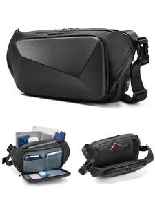 Men's New Fashion Hard Shell Bag, Chest Pocket Crossbody Bag, Sports Waist Pack, Hiking Belt Bag, Portable Storage Casual Bag