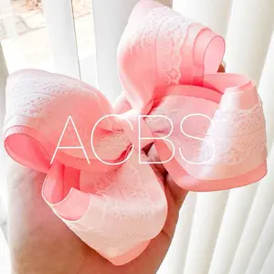 Hair Clips, Pink Lace Bows, Hair Accessories