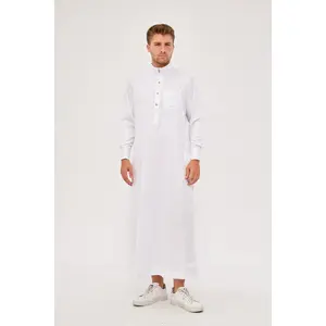 Malik Collar Thobe w/ Gold Buttons - White