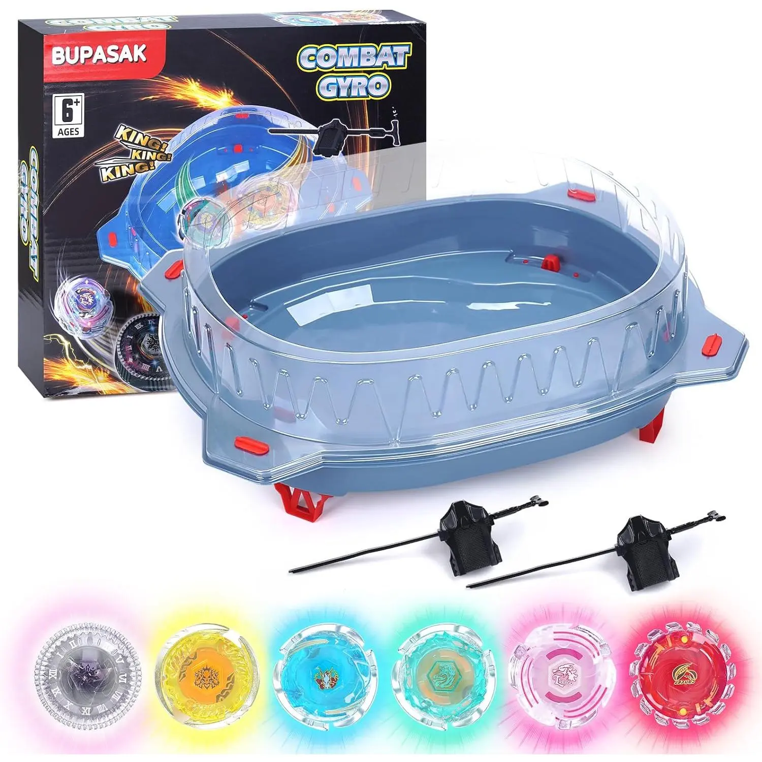 Light Ignite Spinning Tops Battle Set, with Stadium, 6 Light Ignite Spinning Tops, and 2 Launchers, Toys for 6 Year Old Boys & Girls & Up (Exclusive) bay  blade beyblade  burst  rise worry  stones little  mentoys