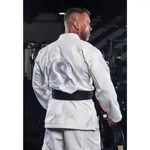 Shredder Gi White Widow Long Sleeve Martial Arts Uniform with Z-Flex Panels & Triple Stitched Lycra for Jiu Jitsu, Karate, Taekwondo