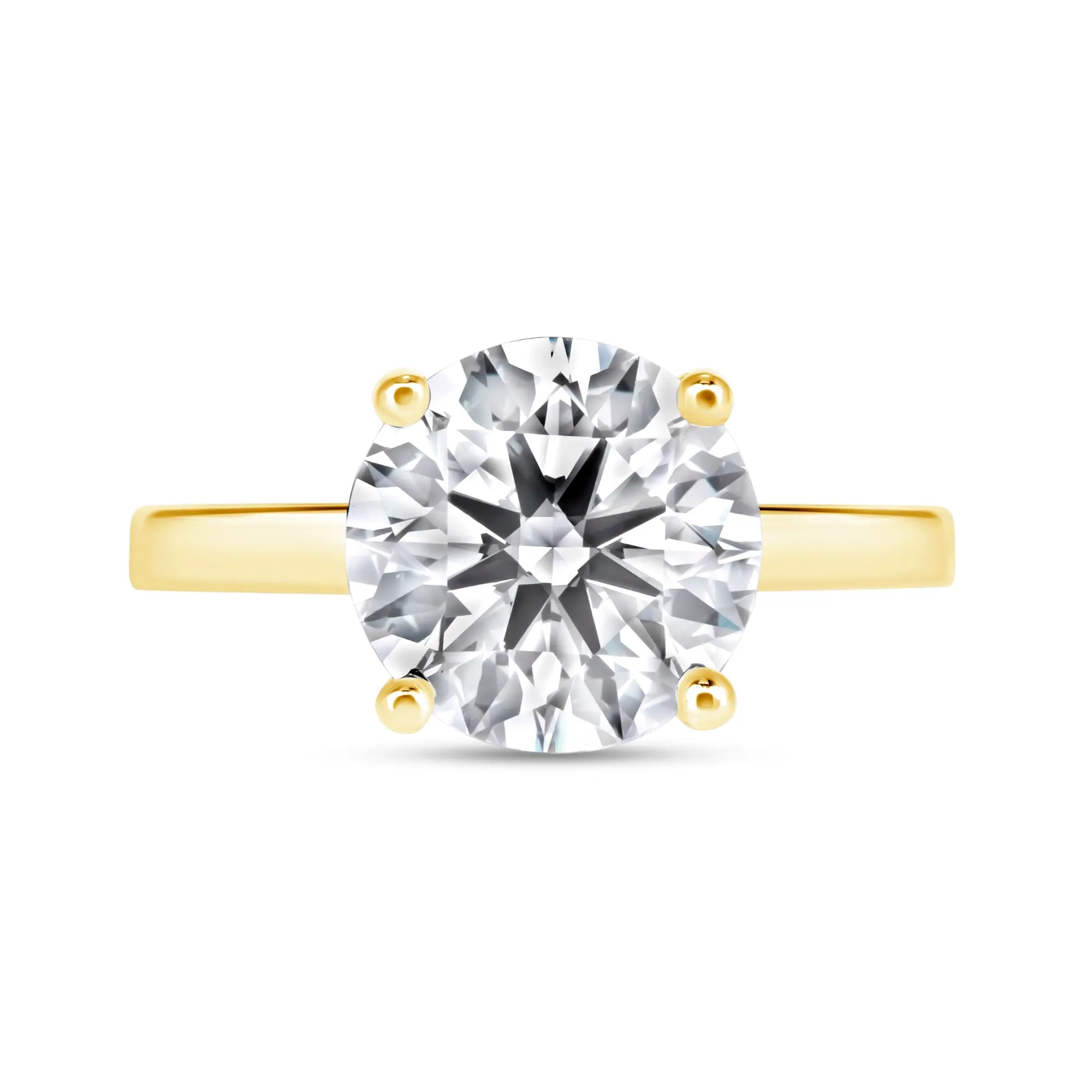 The Emma: 3CT Round Cut Diamond in 14K Gold