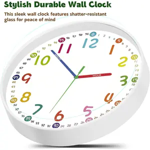 1 Piece Colored Digital Minute Marking Round Plastic Frame Wall Clock, 8 Inch/ 12 Inch, Silent Movement Accurate Timekeeping Lightweight Wear-resistant Plastic Dust Cover, Christmas Holiday Gift for Living Room Bedroom Office Home Decor