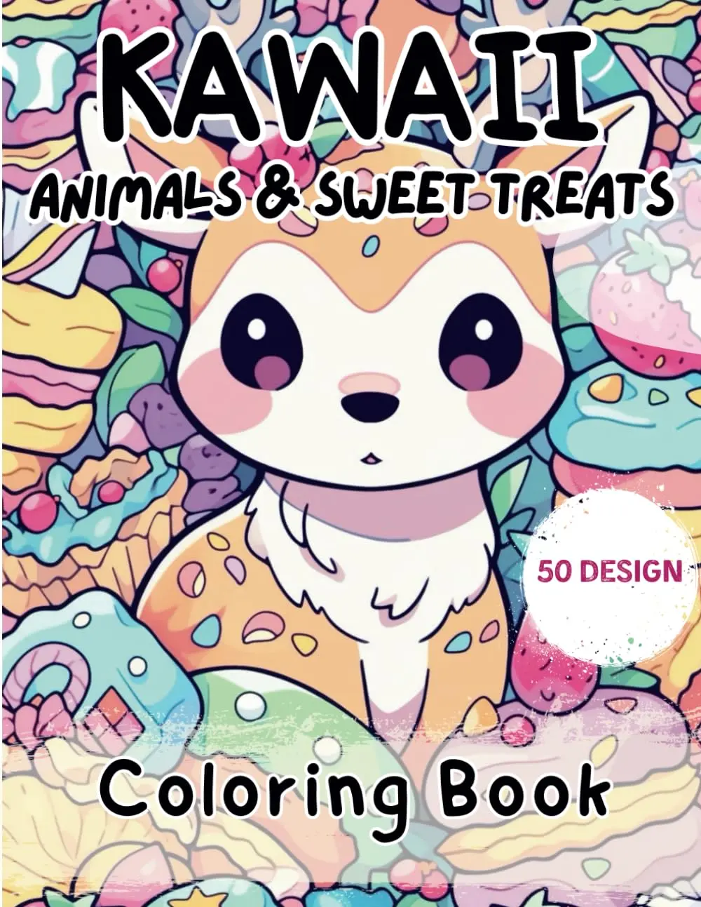 KAWAII Animals & Sweet Treats: Kawaii Coloring Books Cute Coloring Fun for Adults & Kids Coloring Pages With Cute Animals and Sweet Treats Relief for Adults, Teens and Kids