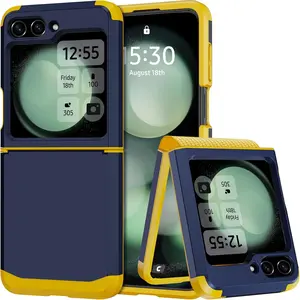 Galaxy Z Flip 5 Case with Hinge Protection, Heavy Duty Shockproof Drop Proof Full Protective Bumper for Galaxy Z Flip 5 5G (2023) Dark Blue