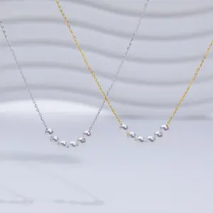 Minimalist Freshwater Pearl Bar Necklace S925 Adjustable 16+2”